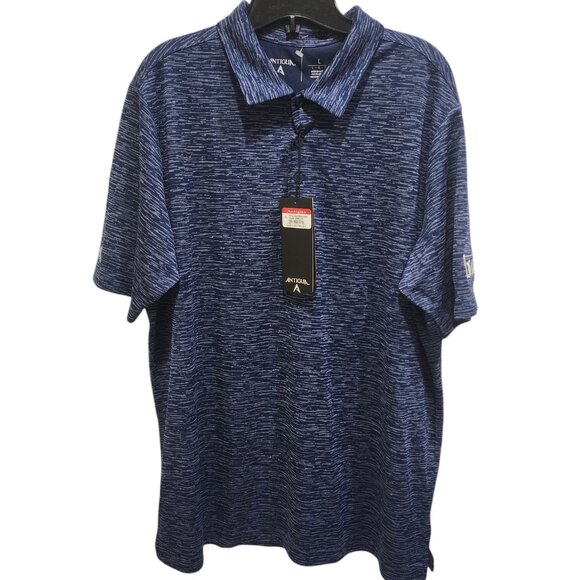 ANTIGUA Polo Golf Shirt Mens Size Large Blue Short Sleeve - Picture 1 of 12